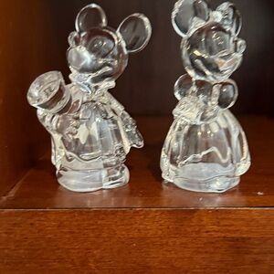 Crystal Mouse Figurines salt and pepper shakers lead crystal